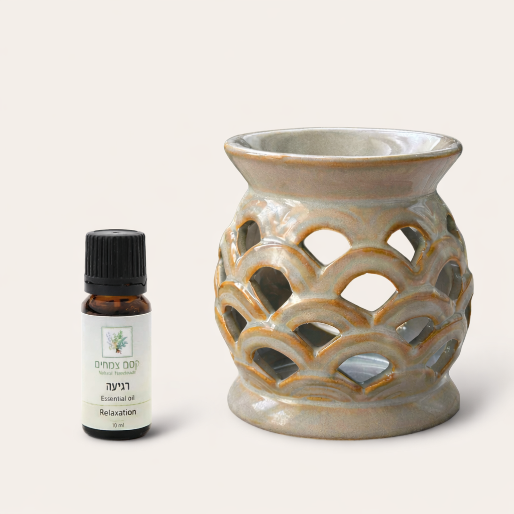 סט מבער קרמיקה קשתות ושמן אתרי רגיעה