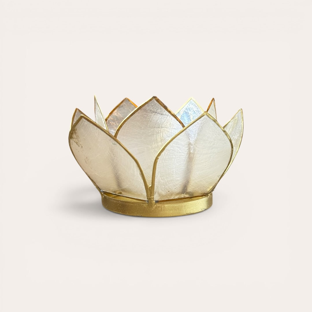 פמוט לוטוס דו־שכבתי - לבן פנינה