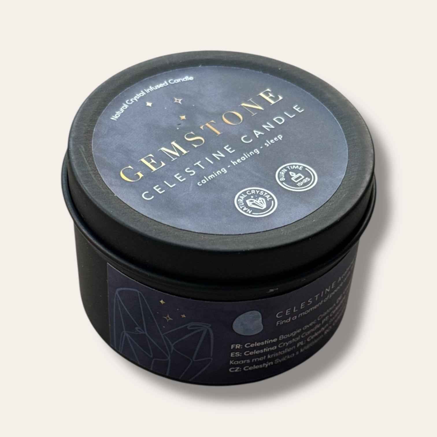 נר סלסטייט עם קריסטל טבעי