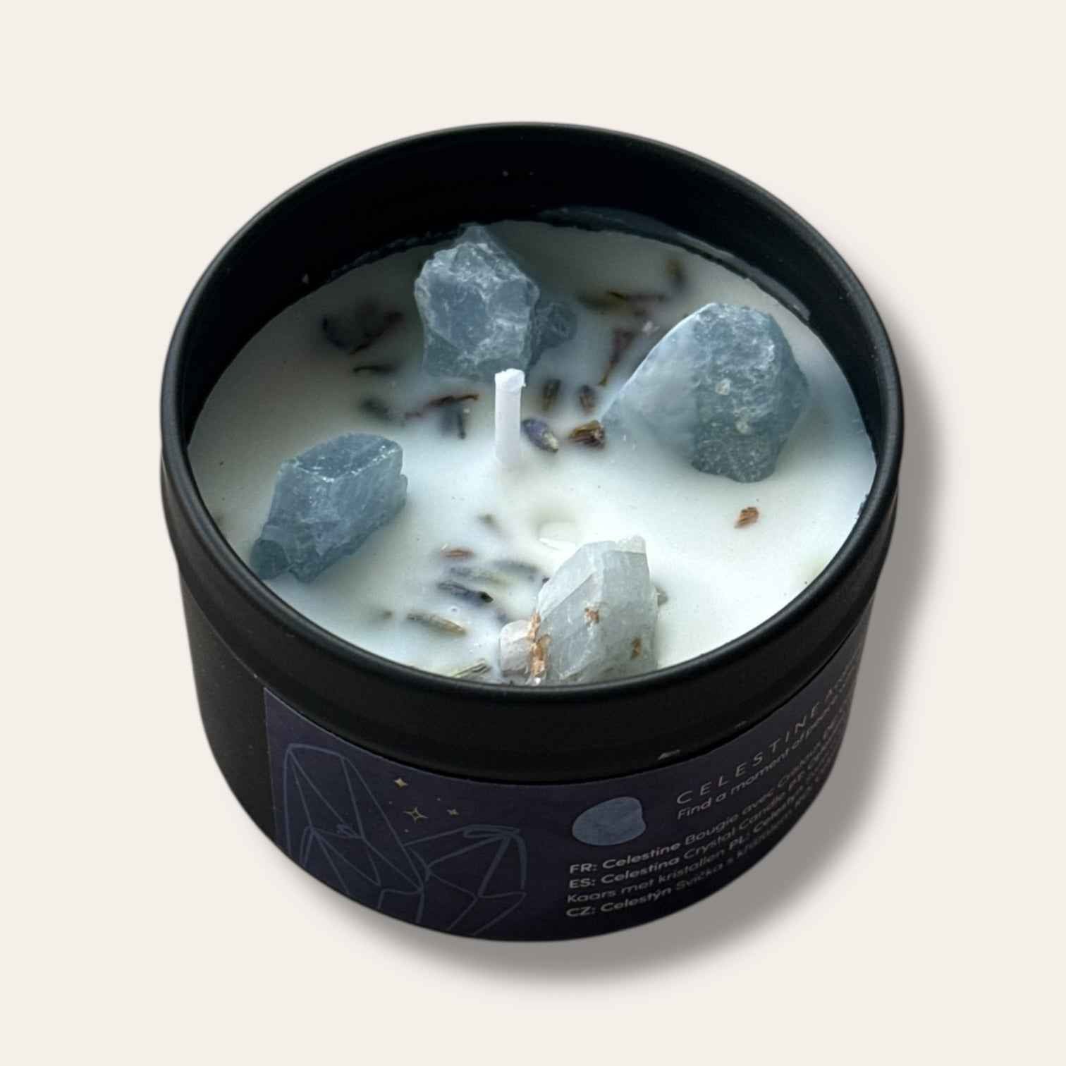 נר סלסטייט עם קריסטל טבעי