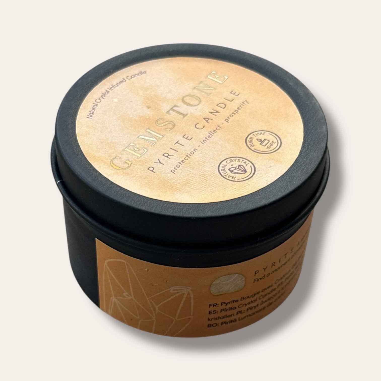 נר פיריט עם קריסטל טבעי