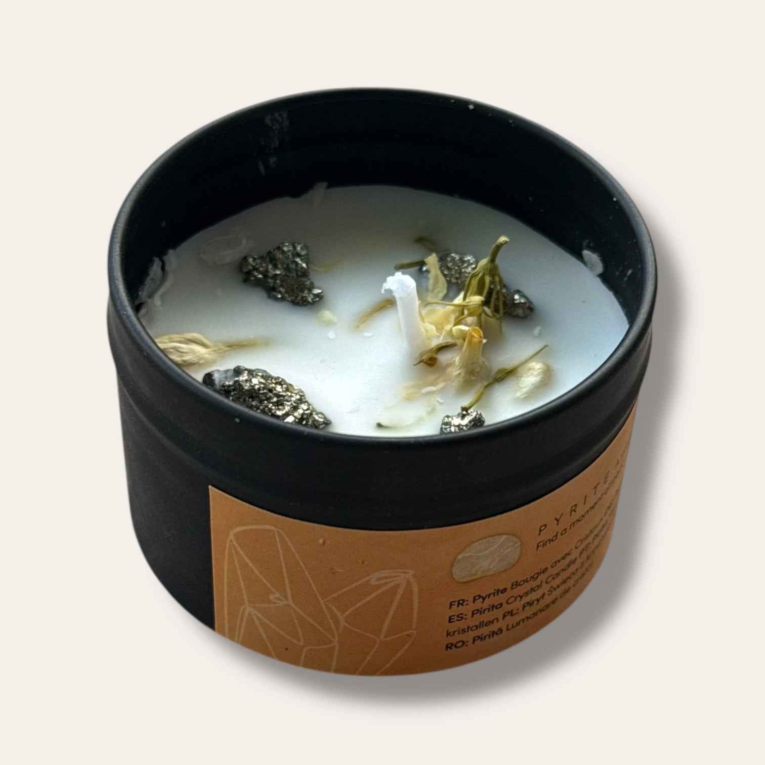 נר פיריט עם קריסטל טבעי
