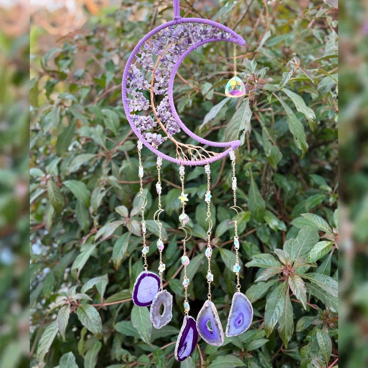 מובייל תלוי ירח – אבני אגת ואמטיסט