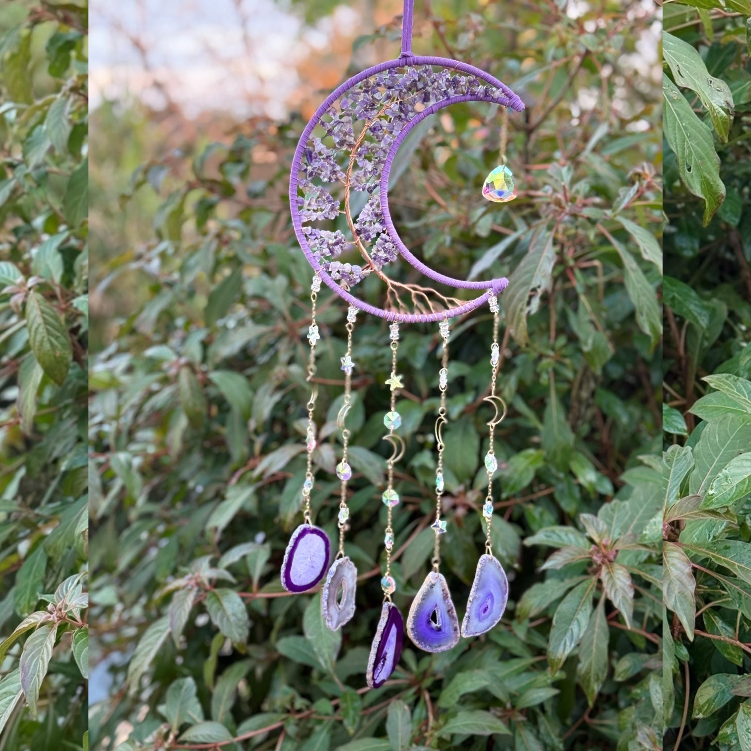 מובייל תלוי ירח – אבני אגת ואמטיסט